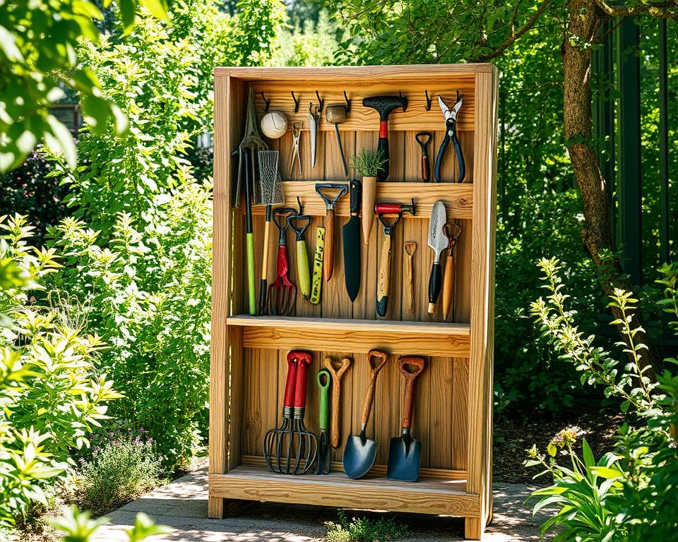 Freestanding garden tool rack Freestanding garden tool rack