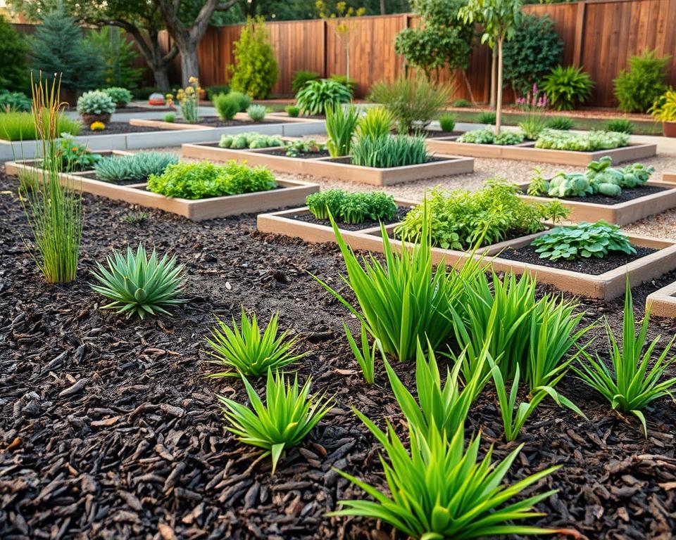 Smart mulching and planting techniques for low maintenance