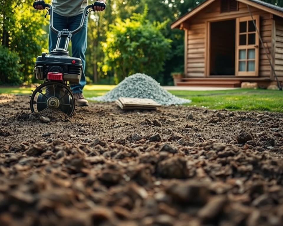 preparing ground for shed foundation