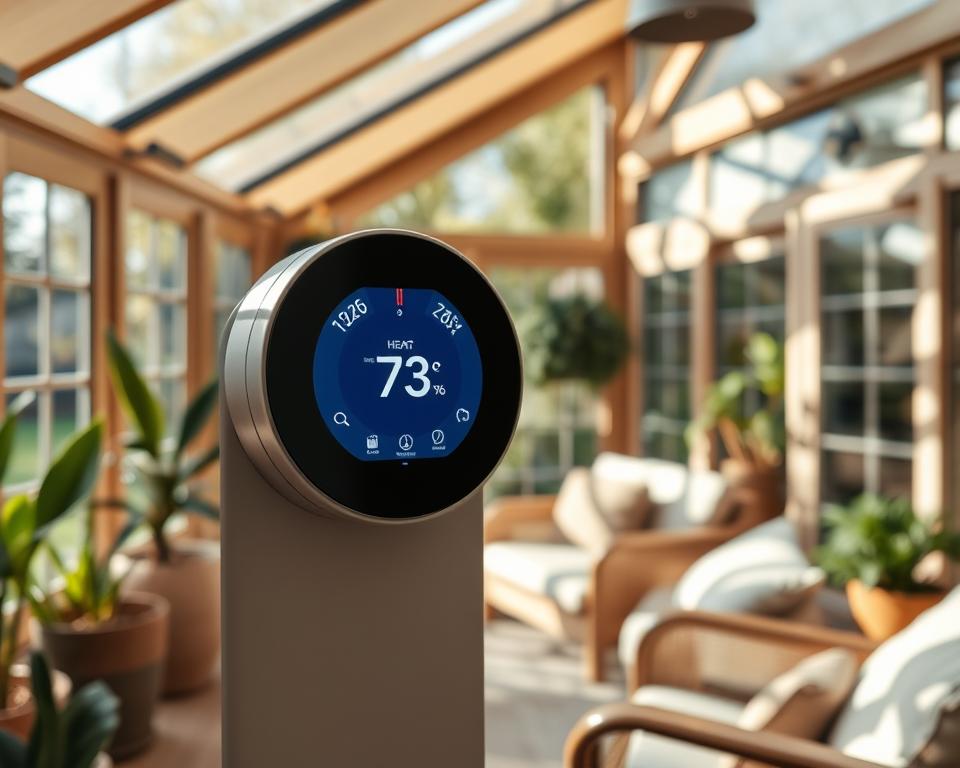smart thermostat controlling garden room heating