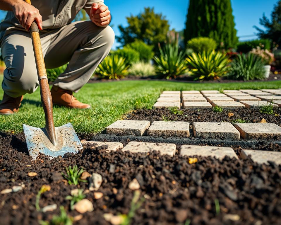 Professional Lawn Edging Base Preparation