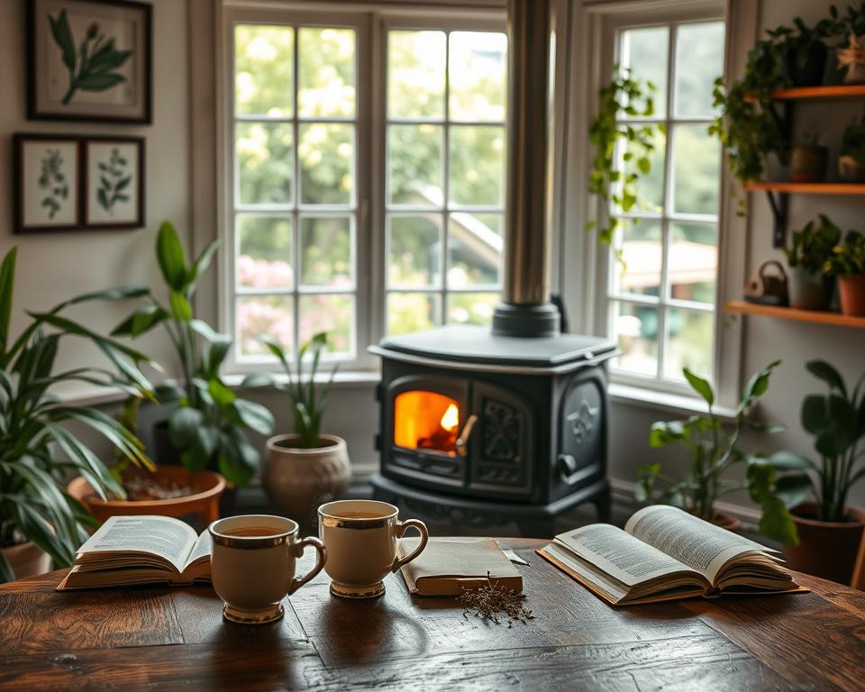 Wood Burning Stove in Garden Room