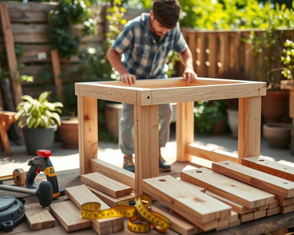 Wooden Garden Table Construction Steps