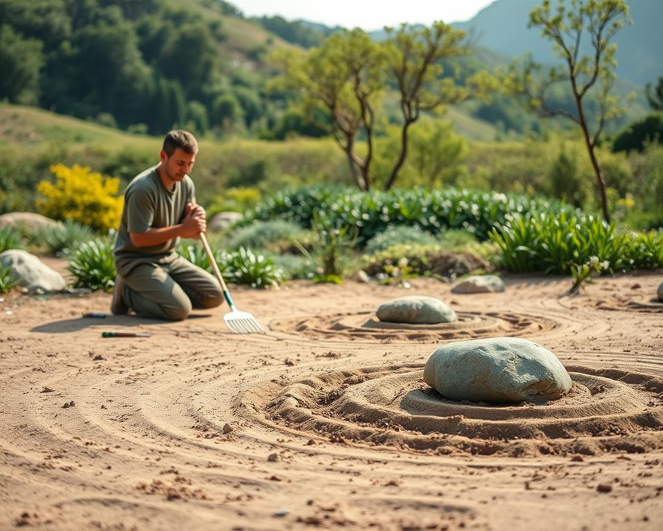 preparing ground for Zen garden
