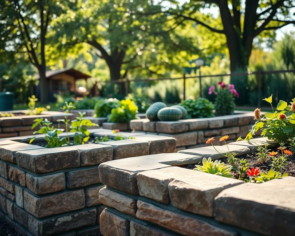 masonry raised beds built